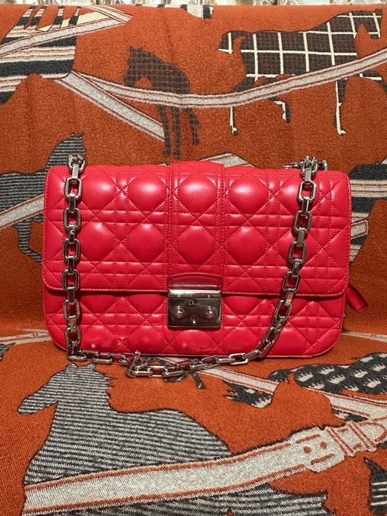 Dior Handbags - LIKE NEW - Miss Dior Cannage Red Shoulder Bag with Silver Hardware - NO CALLOUTS